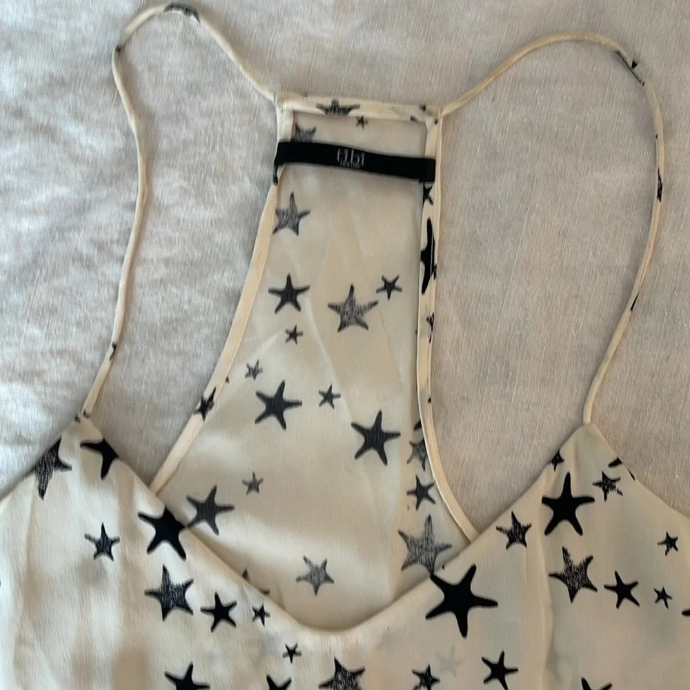 Star print silk Tibi racer back tank - Picture 2 of 3